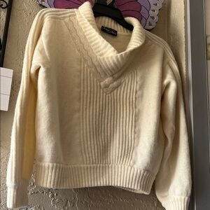 💯% Wool Fortnum &Mason Women's Cream Cowl Neck Sweater size 7. Vintage, rare
